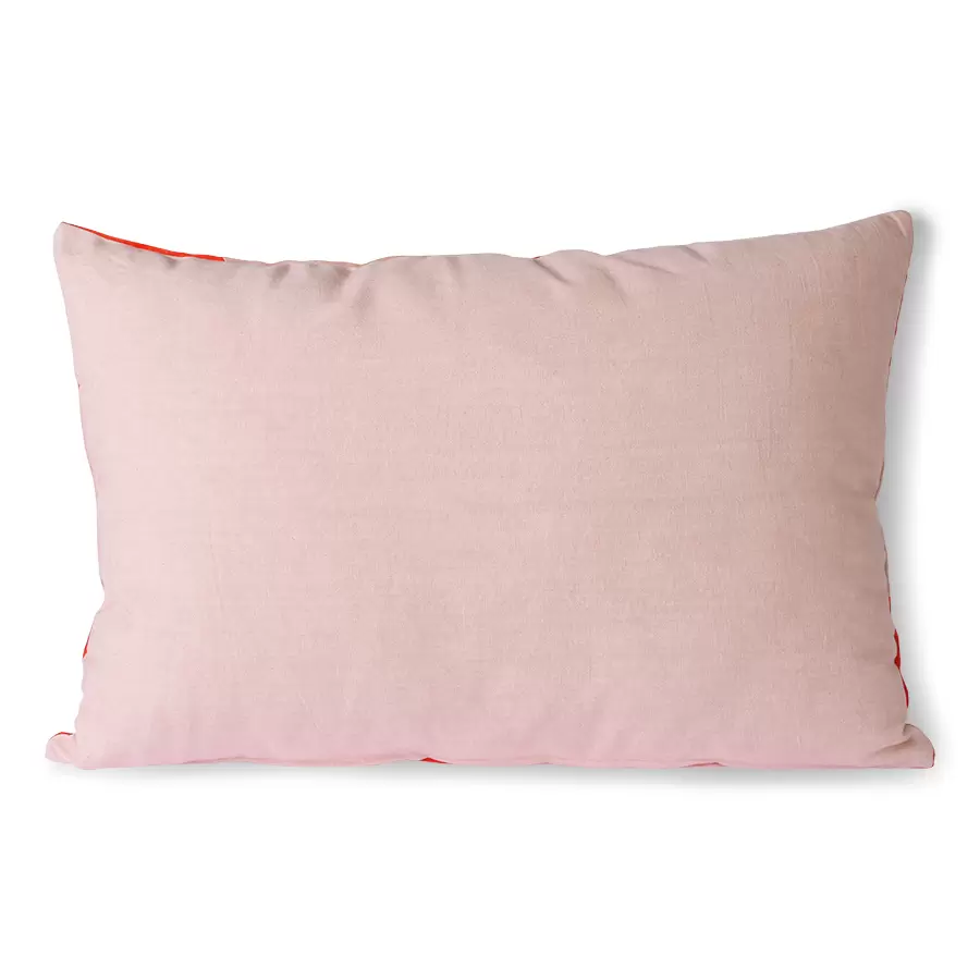 HK living - Stribet Velourpude, Rød/Pink 40*60