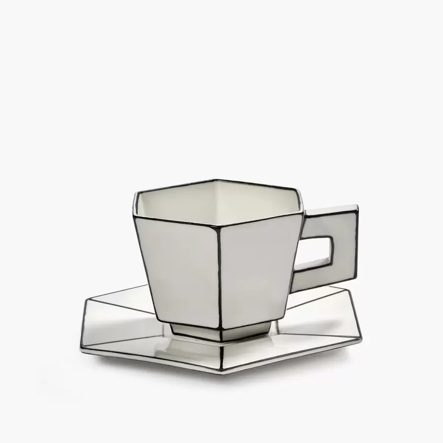 Serax - Cappuccinokop + Underkop Carte Blanche, Hvid/Sort