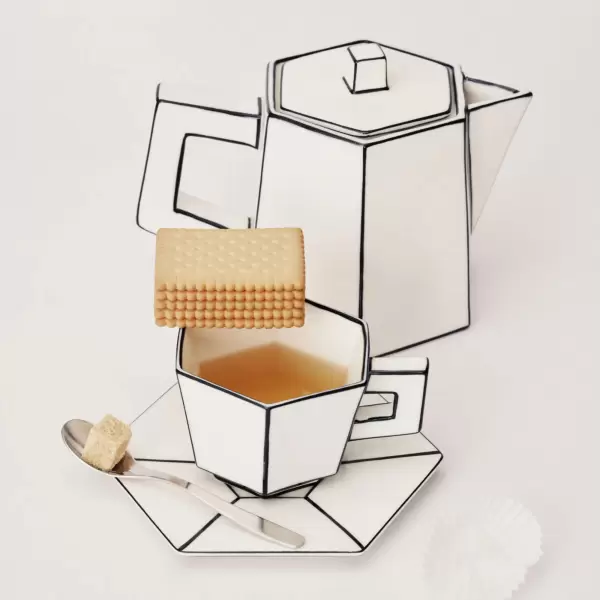 Serax - Cappuccinokop + Underkop Carte Blanche, Hvid/Sort