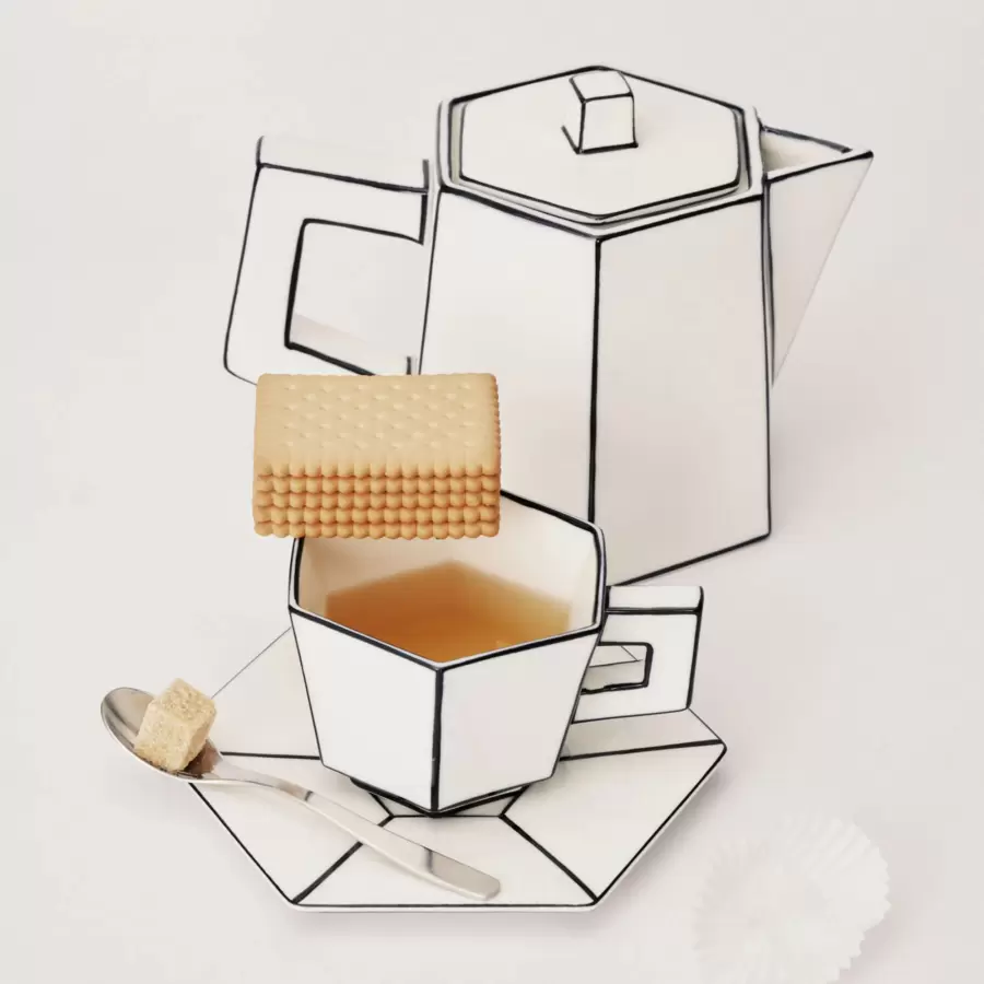 Serax - Cappuccinokop + Underkop Carte Blanche, Hvid/Sort