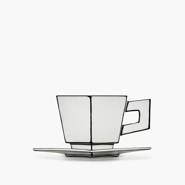 Serax - Cappuccinokop + Underkop Carte Blanche, Hvid/Sort