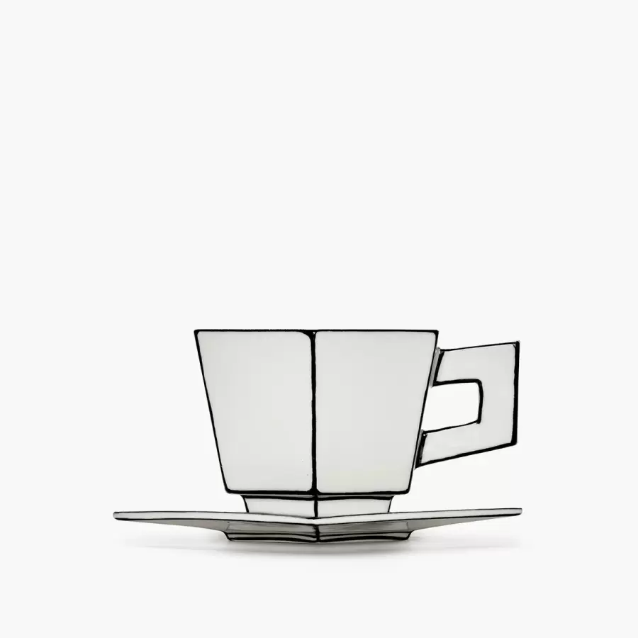 Serax - Cappuccinokop + Underkop Carte Blanche, Hvid/Sort