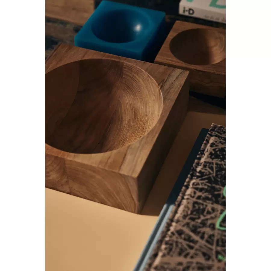 HK living -  Teak cube bowl,  medium