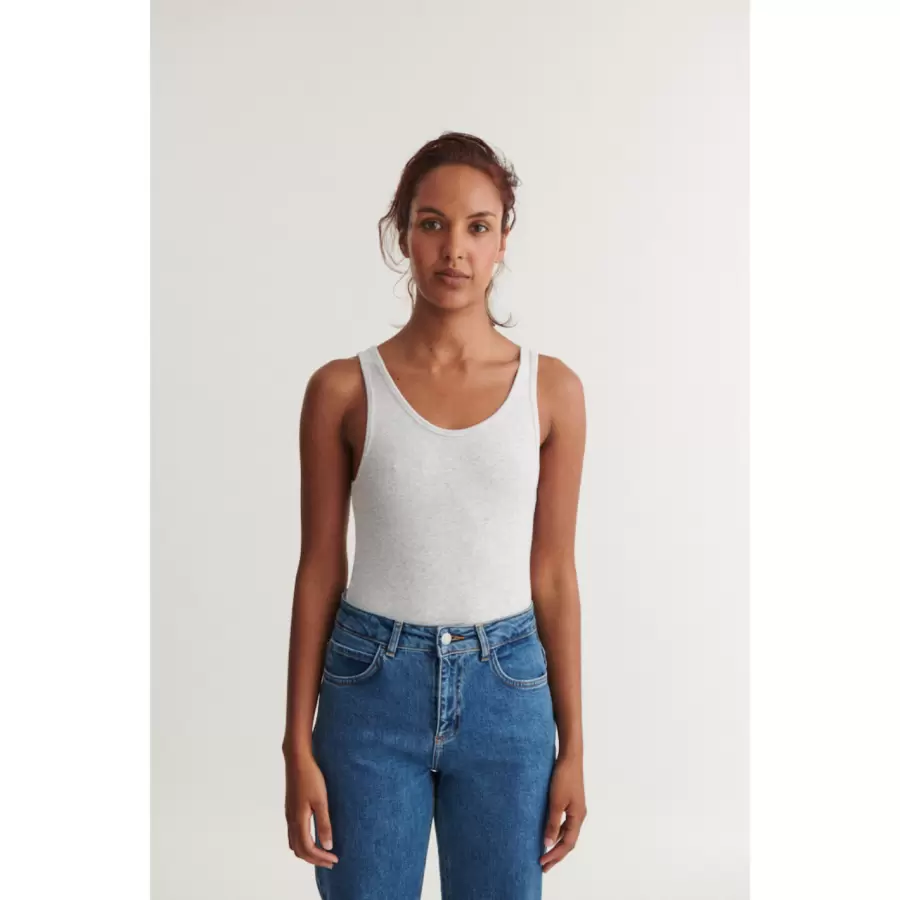 Basic Apparel - Ludmilla Tank Top, Lysegrå Melange