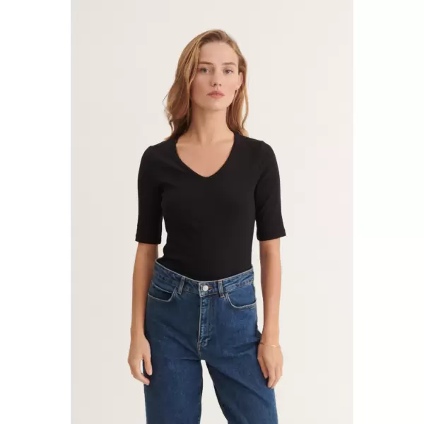 Basic Apparel - Ludmilla SS Tee, sort Basic Apparel - Ludmilla SS Tee, sort