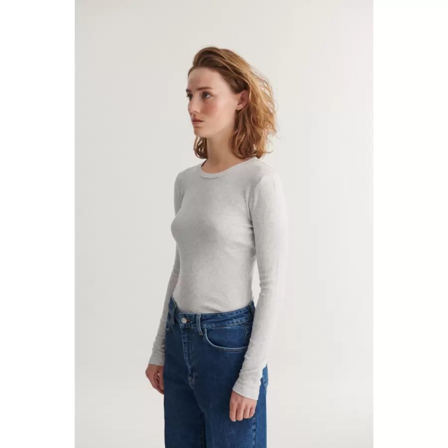 Basic Apparel - Ludmilla SS O-Neck, Lysegrå