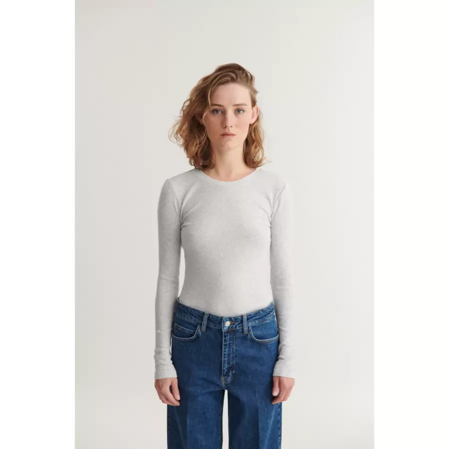 Basic Apparel - Ludmilla SS O-Neck, Lysegrå