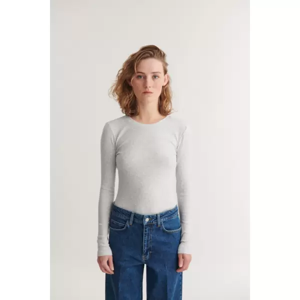 Basic Apparel - Ludmilla SS O-Neck, Lysegrå Basic Apparel - Ludmilla SS O-Neck, Lysegrå