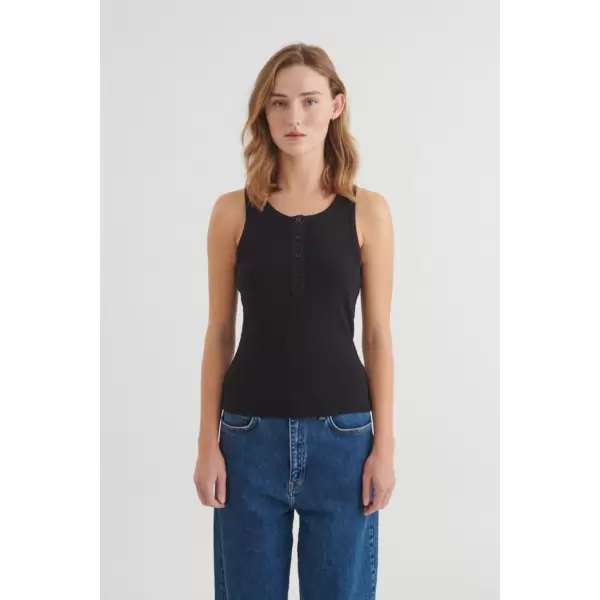 Basic Apparel - Ludmilla Granddad Tank, sort