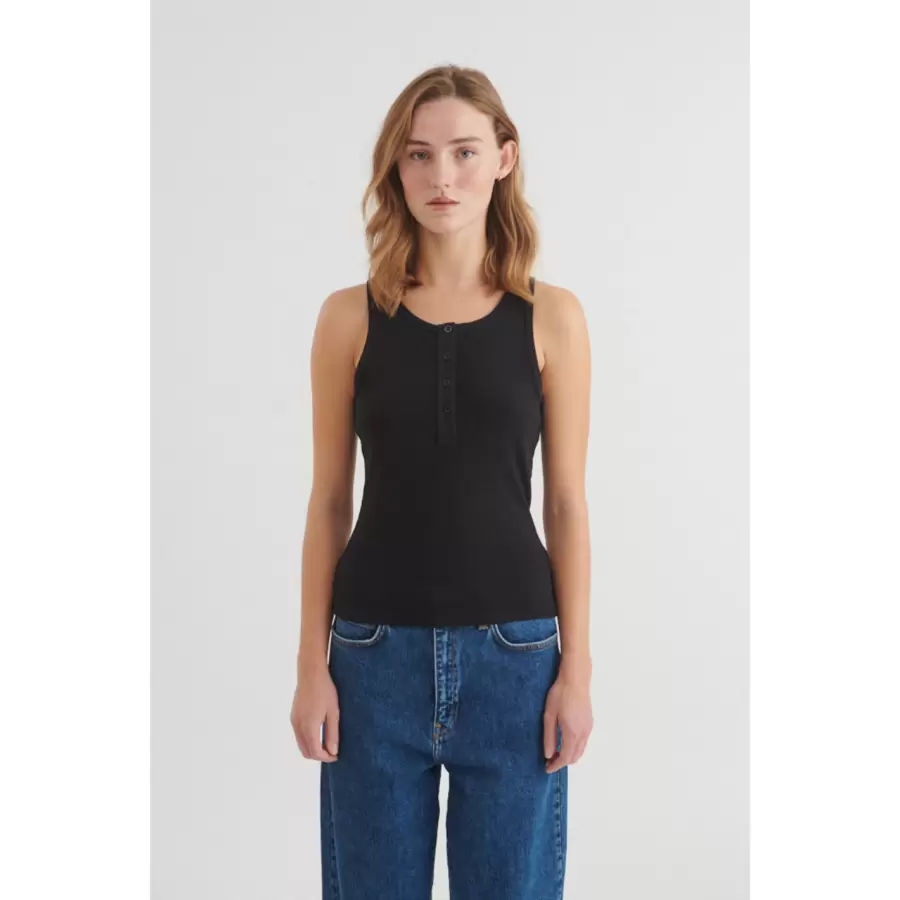 Basic Apparel - Ludmilla Granddad Tank, sort