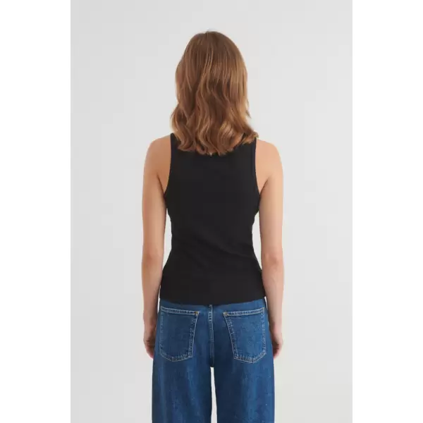Basic Apparel - Ludmilla Granddad Tank, sort Basic Apparel - Ludmilla Granddad Tank, sort