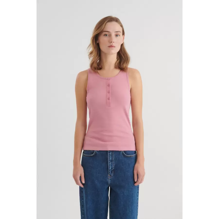 Basic Apparel - Ludmilla Granddad Tank, cashmere rose