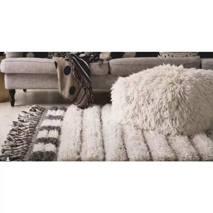 Creative Souls - Gulvtæppe Shaggy, Ivory/Grey 170*230 - Hent selv