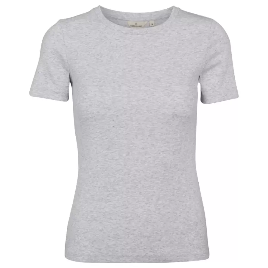 Basic Apparel - Ludmilla O-Neck, Lysegrå Melange