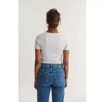 Basic Apparel - Ludmilla O-Neck, Lysegrå Melange