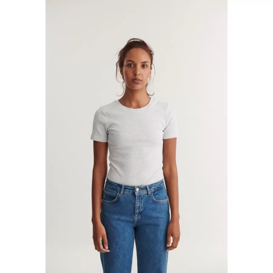 Basic Apparel - Ludmilla O-Neck, Lysegrå Melange