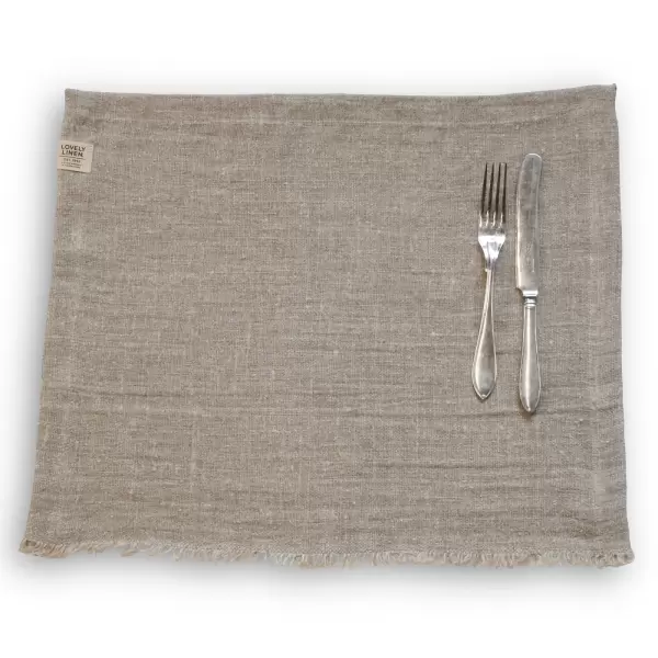 Lovely Linen - Dækkeserviet Rustic med frynsekant, Naturlig Beige 40*50