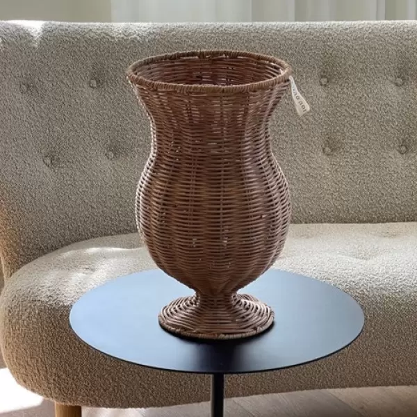 Jou Quilts -  Jou Vase med fod, Rattan Ø: 24*35