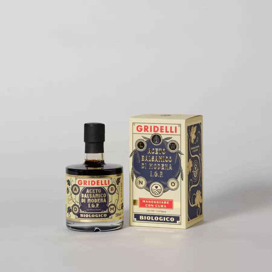 Gridelli - Aceto Balsamico Nero, lagret balsamico  250 ml. ECO
