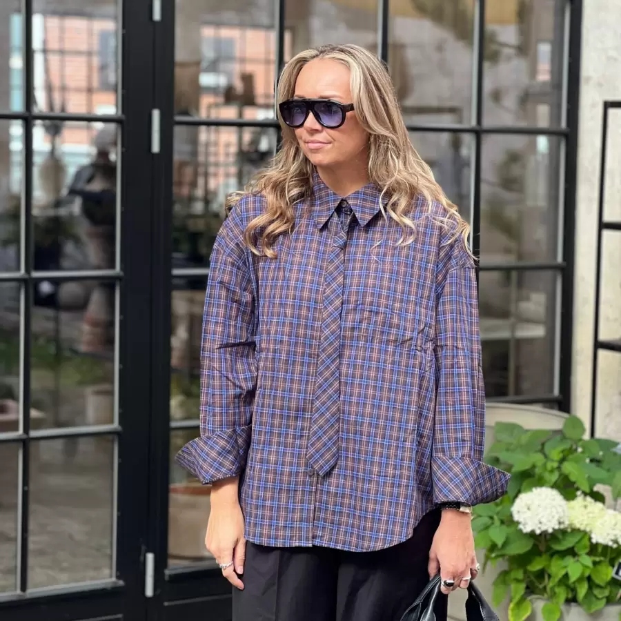Love&Divine - Skjorte med slips love1645, Brown Check