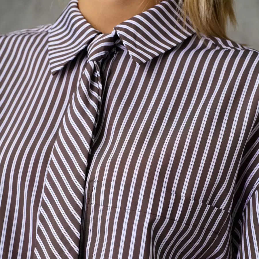Love&Divine - Skjorte m. slips Love1663, Brown Stripe