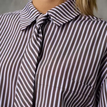 Love&Divine - Skjorte med slips Love1663, Brown Stripe