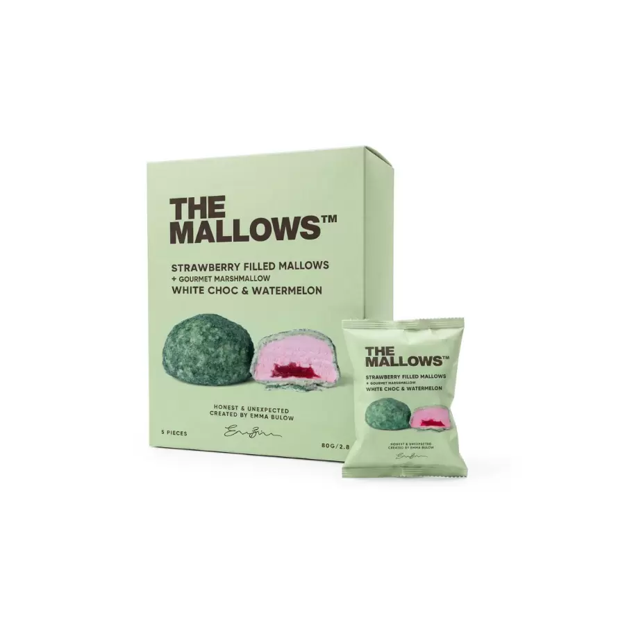 THE MALLOWS - Fyldte Mallows, Jordbær, Vandmelon og hvid belgisk chokolade